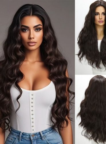 Temu｜Women's Brown Curly Wig-28-inch Heat-resistant Synthetic Hair, -high-quality, Soft, Breathable Wig